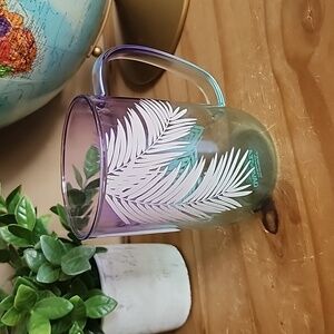 Rare Davids tea tropical fern iridescent nordic glass mug tea